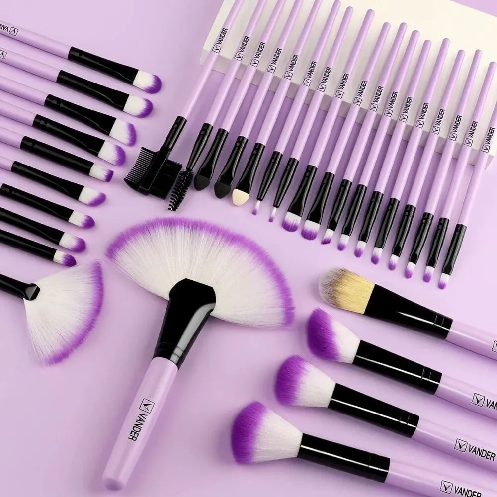 Vander 32pcs Purple Professional Premium Synthetic Makeup Brushes Set With Case